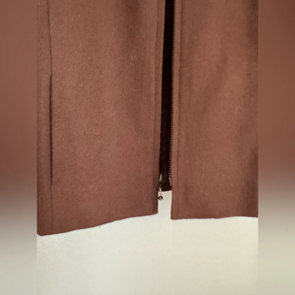 Sag Harbor Petite 100% Pure New Wool Zip-Up Jacket Brown 4 Vintage Minimalist